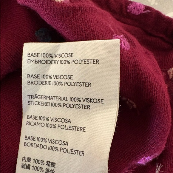 Large Maeve by Anthropologie Dottie Embroidered Blouse Burgundy Polka Dot - Picture 10 of 14